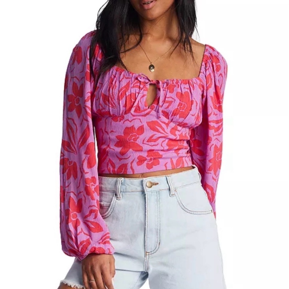Billabong Pink and Red Floral Blouse